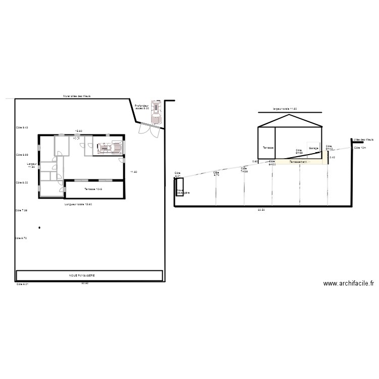 PROJET MAISON PEIPIN garage intégré. Plan de 19 pièces et 1200 m2