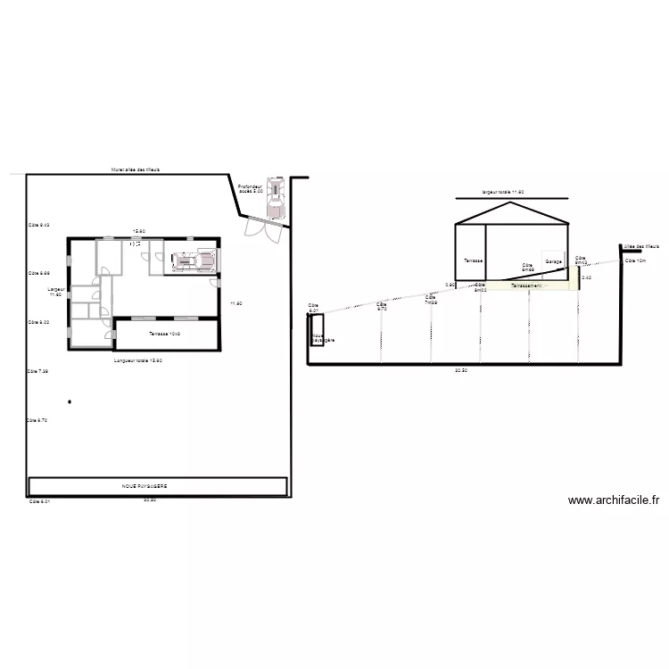 PROJET MAISON PEIPIN garage int&eacute;gr&eacute;. Plan de 