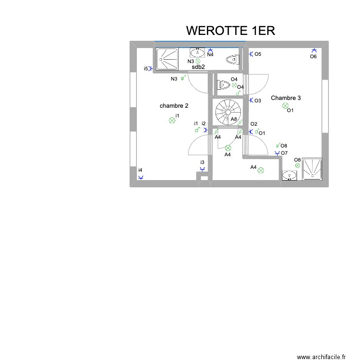 WEROTTE 1er'. Plan de 6 pièces et 36 m2