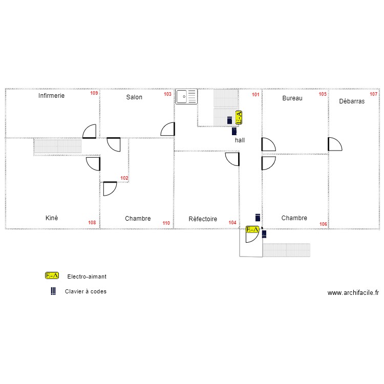 ERE  bâtiment A étage sécurité porte incendie. Plan de 0 pièce et 0 m2