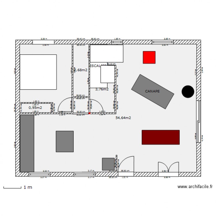 Maison 70 m² : possibilité n°3 : aménagement des combles. Plan de 0 pièce et 0 m2