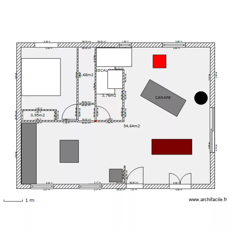 Maison 70 m&sup2; : possibilit&eacute; n&deg;3 : am&eacute;nagement des combles. Plan de 