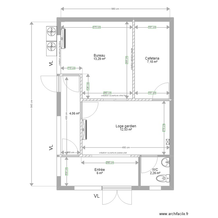 plan local gardien B. Plan de 0 pièce et 0 m2