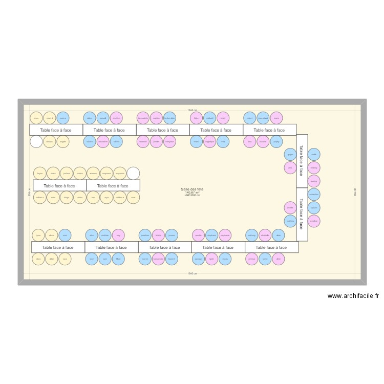 plan de table 2. Plan de 1 pièce et 141 m2