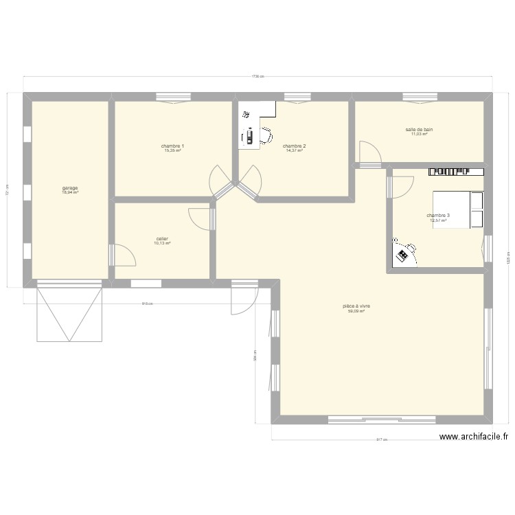 maison techno 1. Plan de 7 pièces et 141 m2