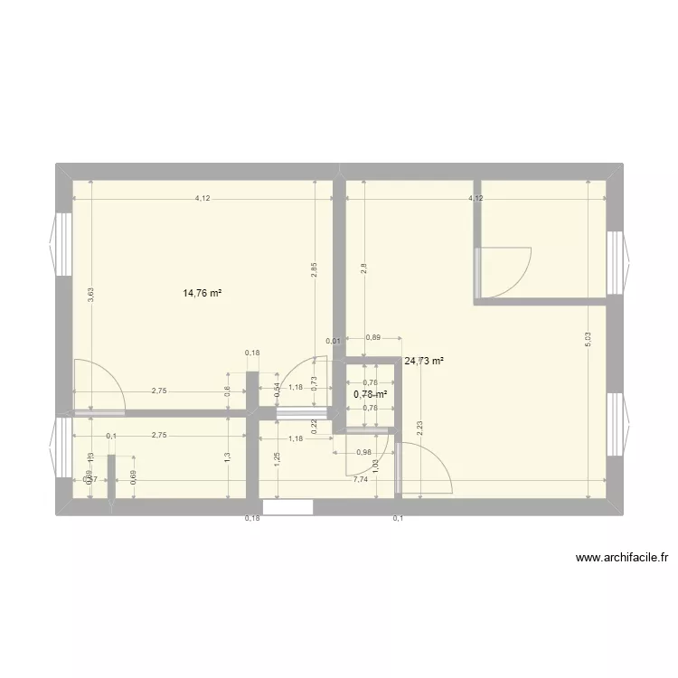 2 chambre sans mobiliers. Plan de 