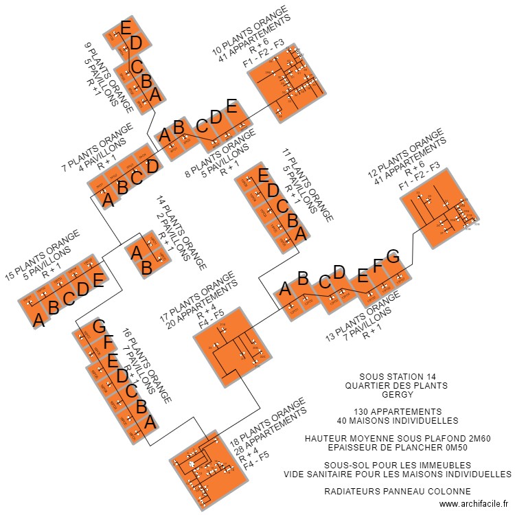 SOUS STATION 14 DES PLANTS CERGY. Plan de 44 pièces et 3806 m2