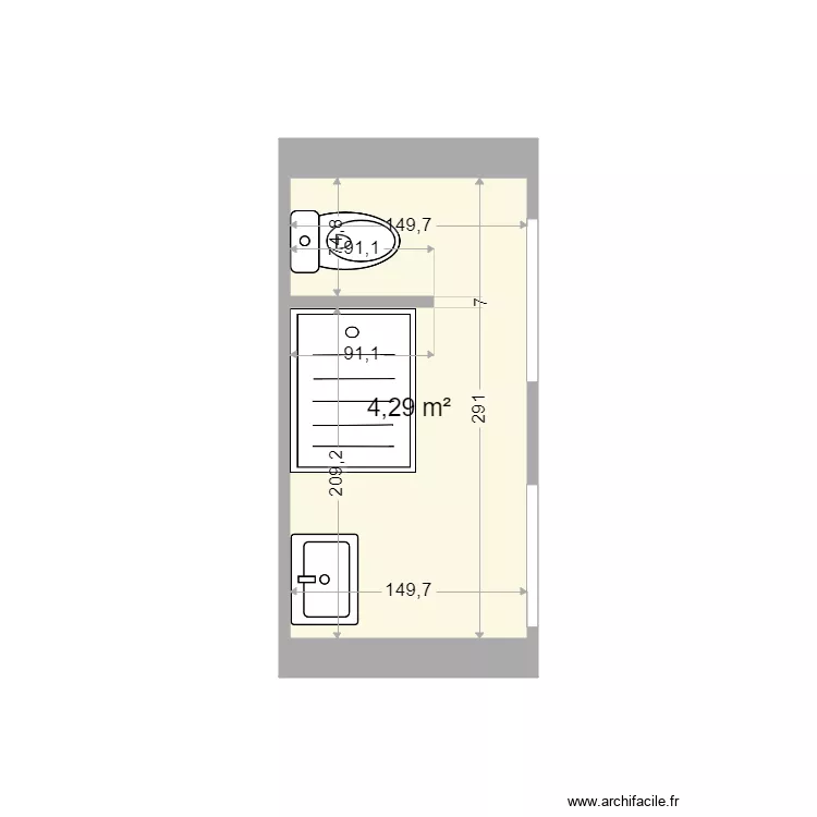 salle d'eau ch 2 gite. Plan de 
