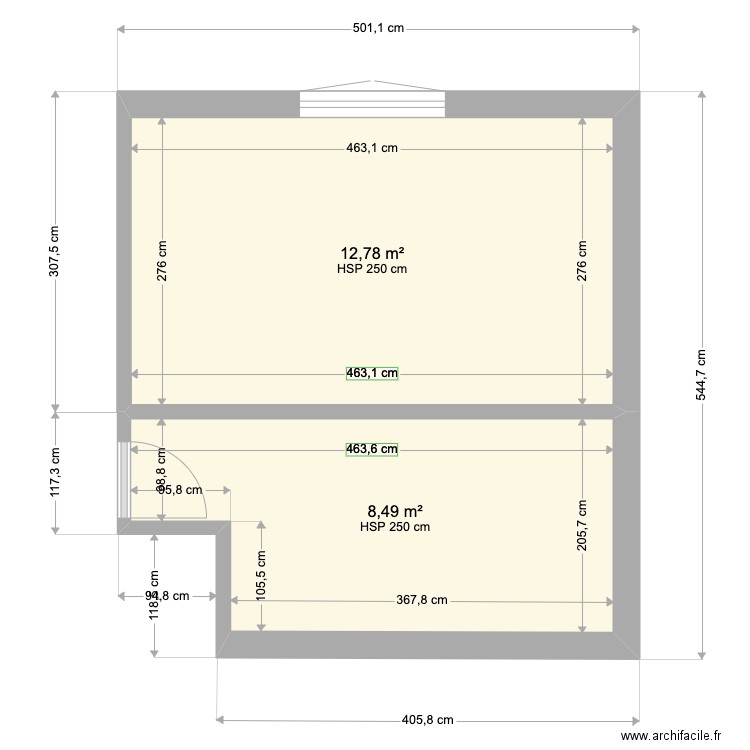 Annexe FEIM. Plan de 2 pièces et 21 m2