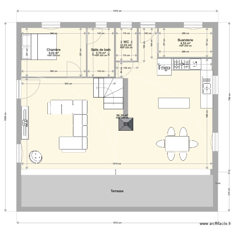 Projet Maison N1. Plan de 6 pièces et 93 m2