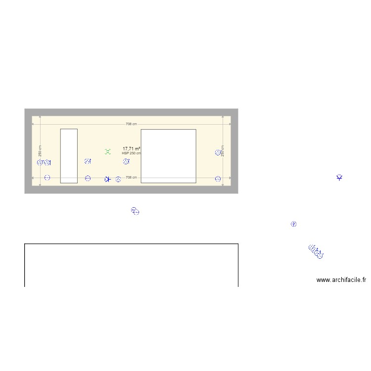 salon cote exterieur terrasse. Plan de 1 pièce et 18 m2