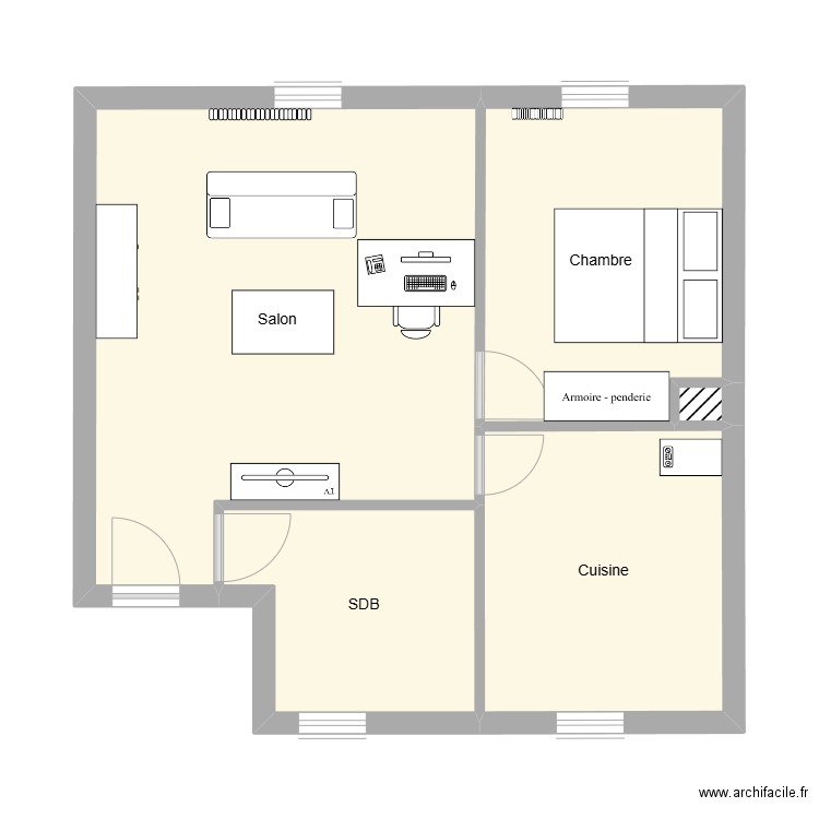 modif-1. Plan de 5 pièces et 48 m2