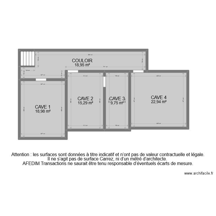 BI 10539 CAVE EF. Plan de 6 pièces et 87 m2