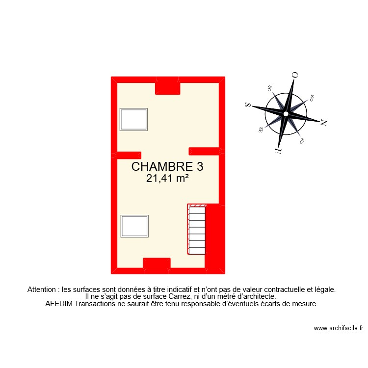 BI 8816 ETAGE 2 . Plan de 7 pièces et 24 m2