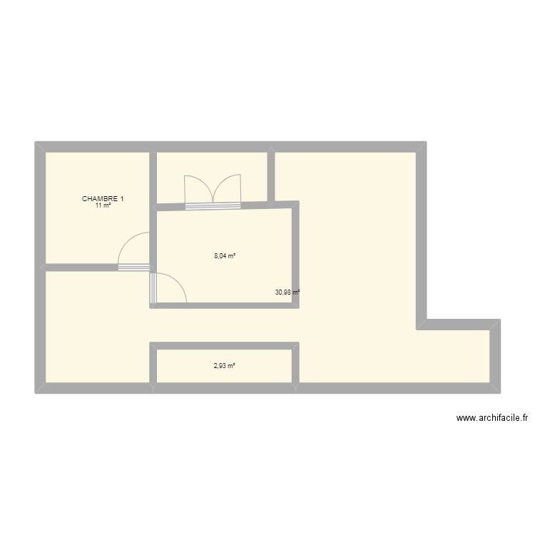 appart f3. Plan de 4 pièces et 53 m2