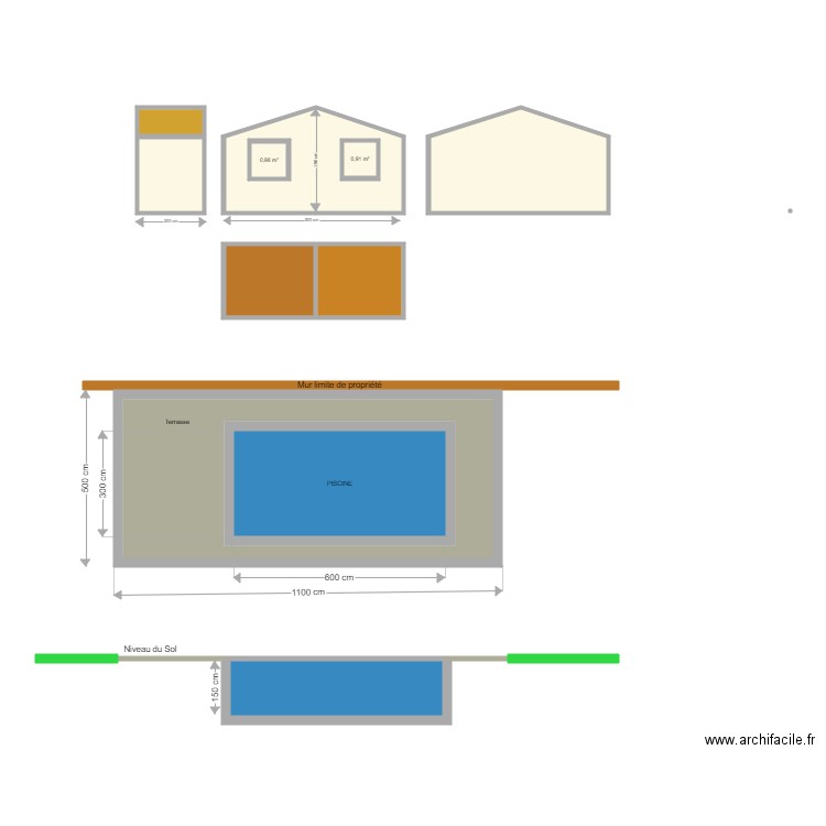 Facade cabanon jardin. Plan de 11 pièces et 117 m2