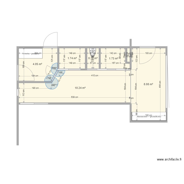 vestiaire spa. Plan de 7 pièces et 27 m2