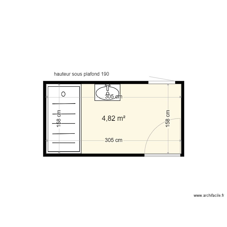 DUPRETZ VIVIANE . Plan de 1 pièce et 5 m2