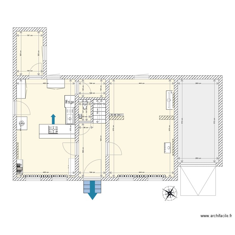 Villers Rez . Plan de 7 pièces et 90 m2