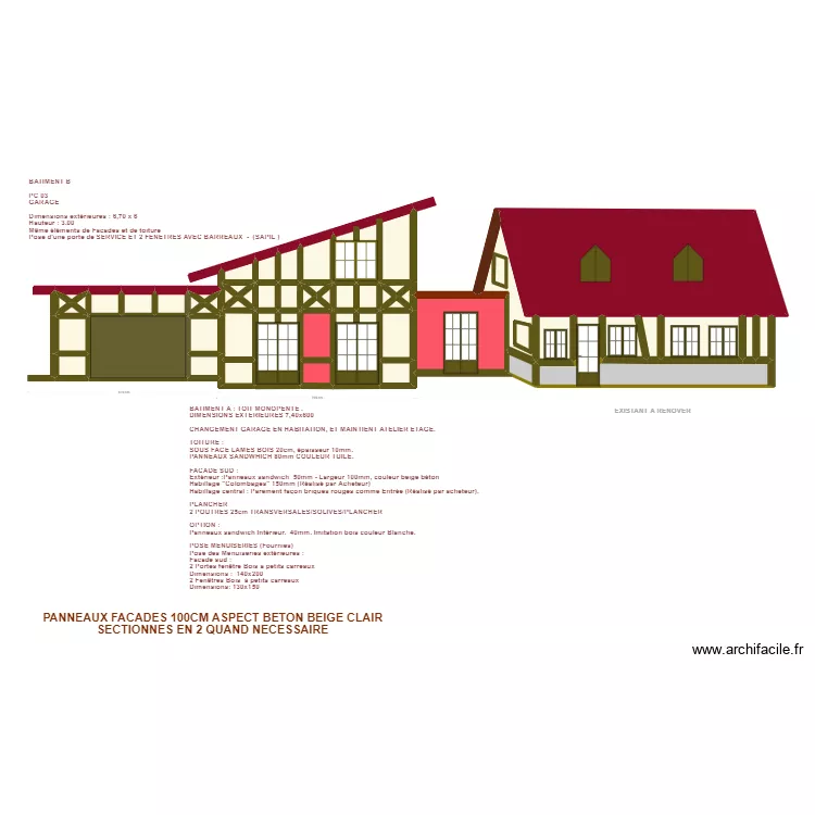 PROJET SAPIL MODIFIE ASPECT EXTERIEUR EXTENSION ET GARAGE. Plan de 
