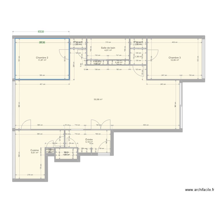 Appartement 98m² - Travaux. Plan de 0 pièce et 0 m2