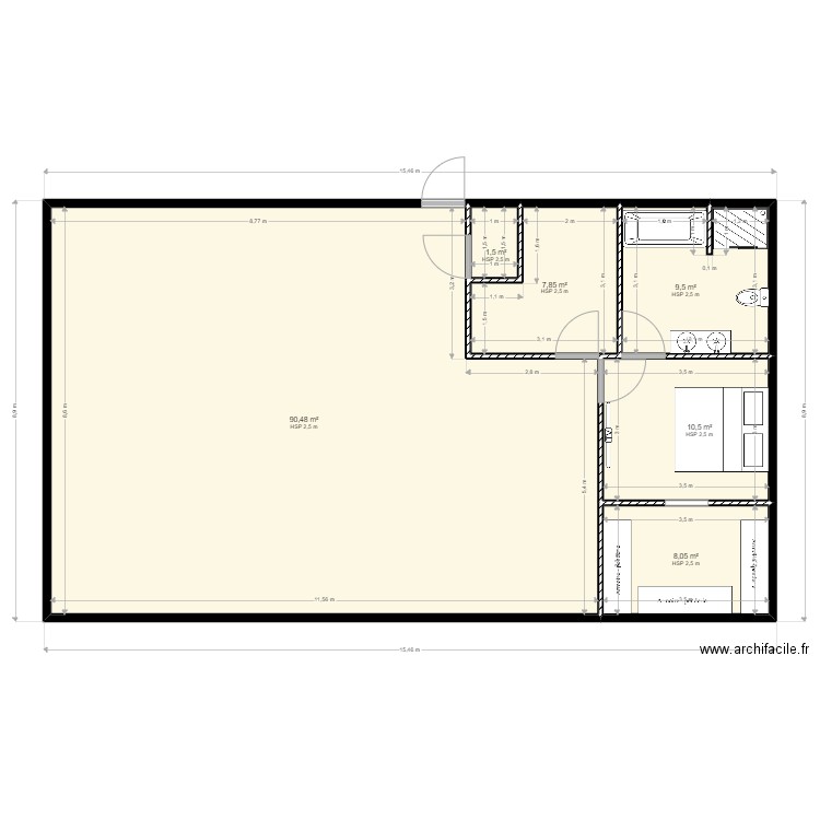 Maison t4. Plan de 6 pièces et 128 m2