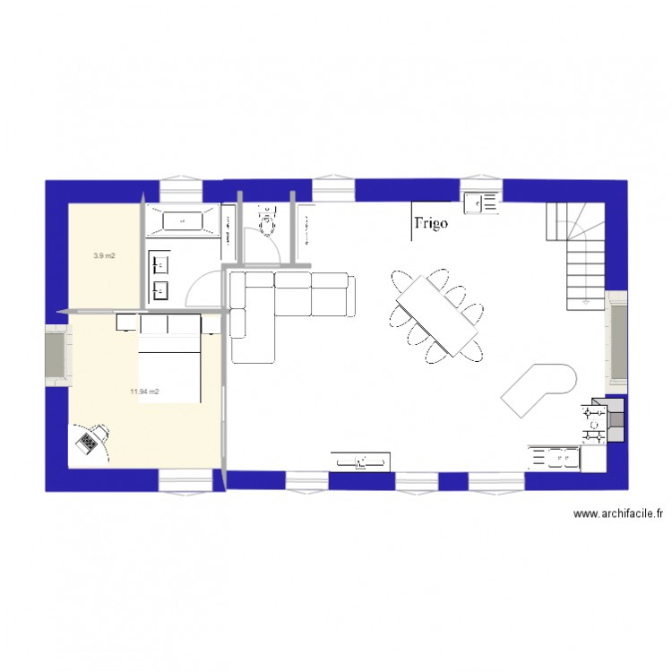 Ferme Sézelard projet 22 11. Plan de 2 pièces et 16 m2