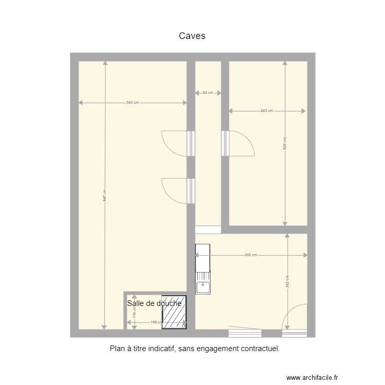 Ecoles cave. Plan de 5 pièces et 57 m2