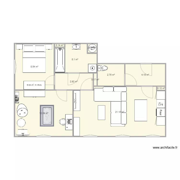 appartement 60m2. Plan de appartement 60m2. Plan de