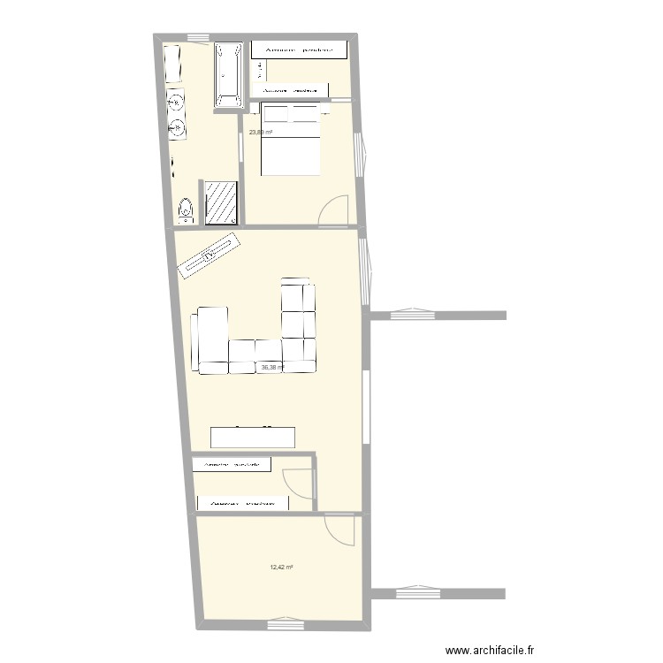 MAISON VILLERS. Plan de 3 pièces et 73 m2