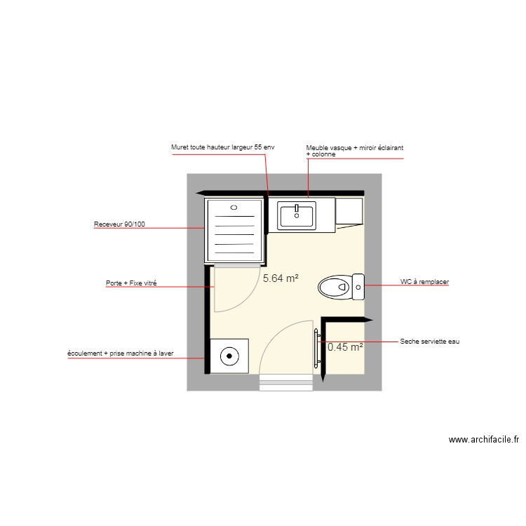 BRUGNEAUX JAECK SDB ETAGE . Plan de 0 pièce et 0 m2