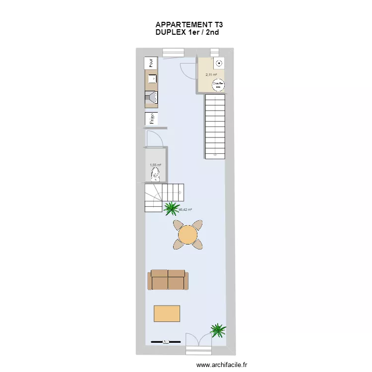 appart Duplex T3 ETAGE 1. Plan de 