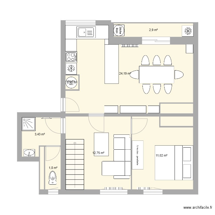 appart Le mans 85m2. Plan de 16 pièces et 103 m2