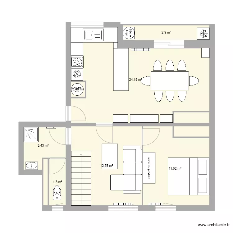 appart Le mans 85m2. Plan de 