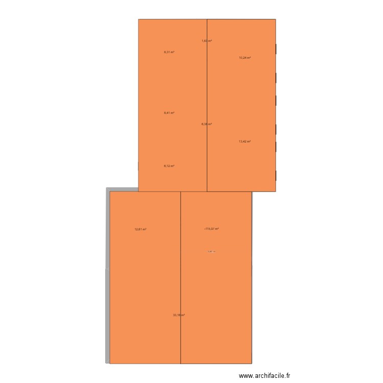 Construction actuelle. Plan de 10 pièces et 116 m2