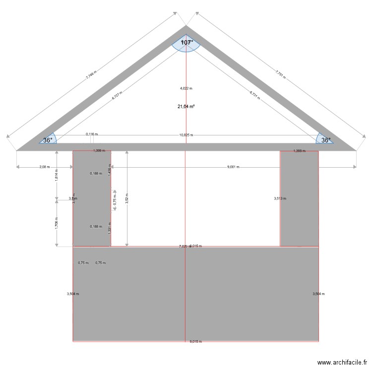 facade sud. Plan de 0 pièce et 0 m2