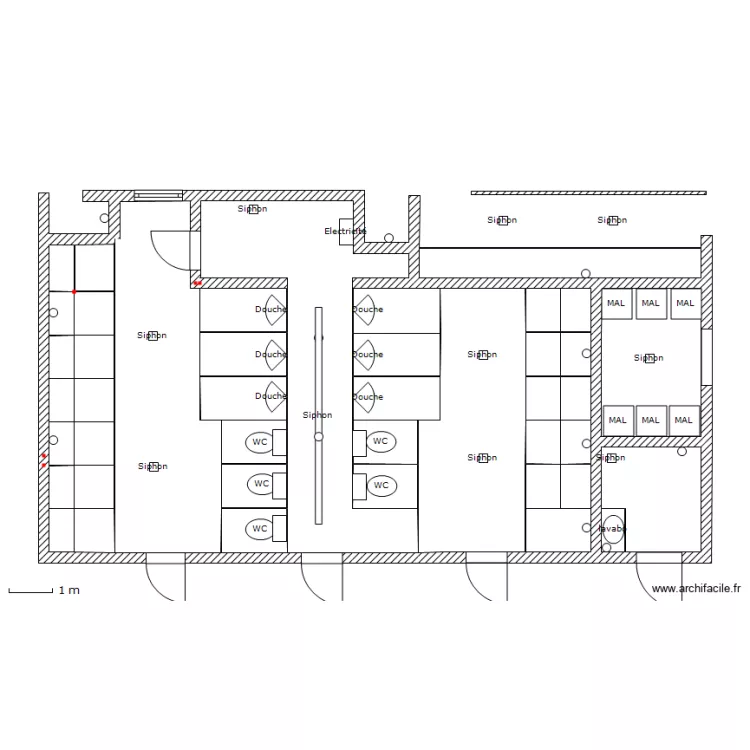 Sanitaire 200pl V2 gros oeuvre/charpente. Plan de 