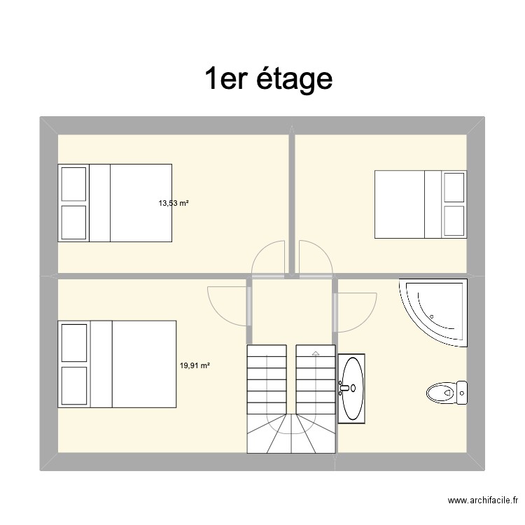 Cindy 1er étage. Plan de 4 pièces et 53 m2