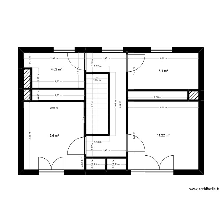 PLAN ETAGE - ORIGINAL. Plan de 13 pièces et 45 m2