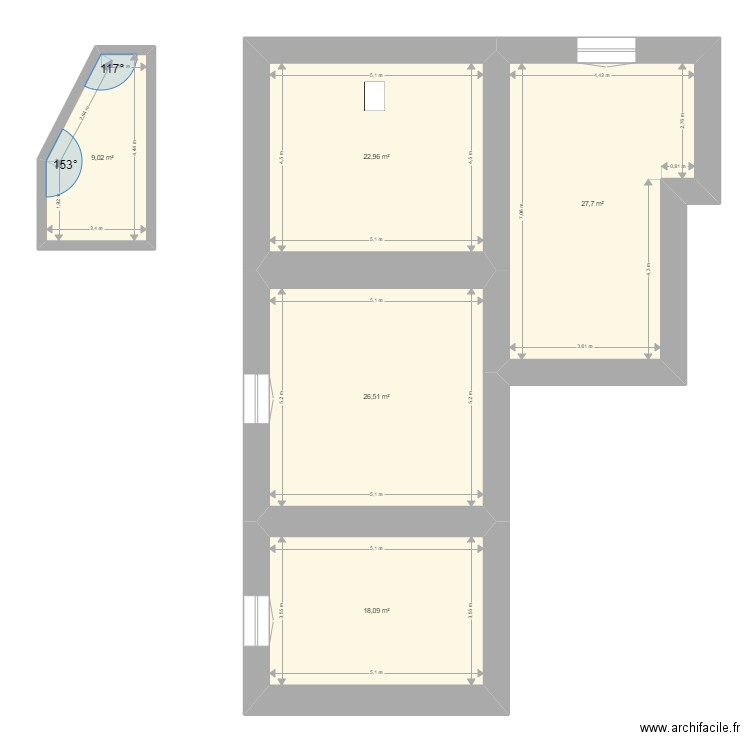 Pietras . Plan de 13 pièces et 210 m2