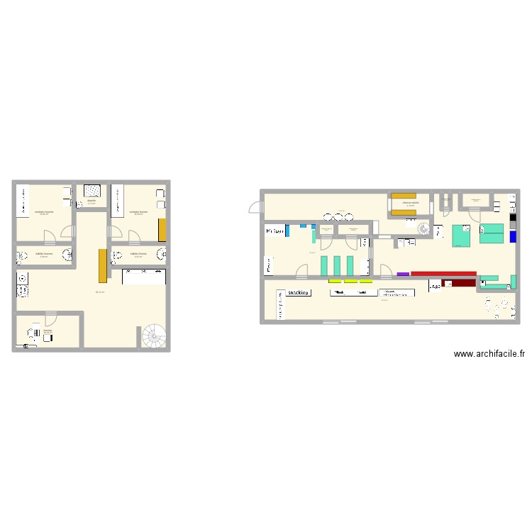 plan. Plan de 16 pièces et 258 m2