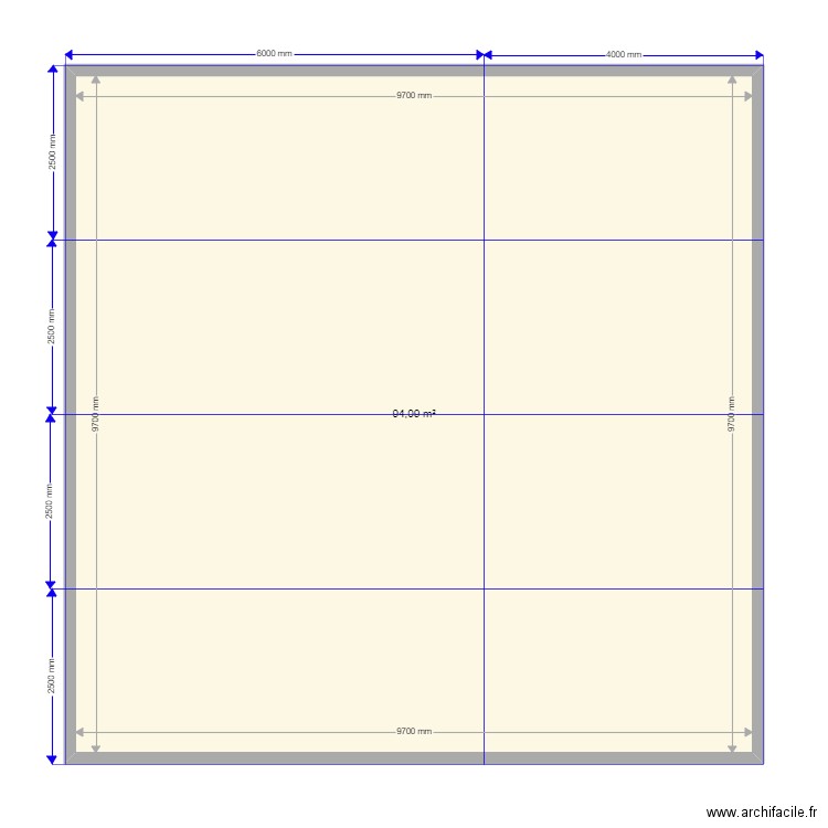 10х10. Plan de 1 pièce et 94 m2