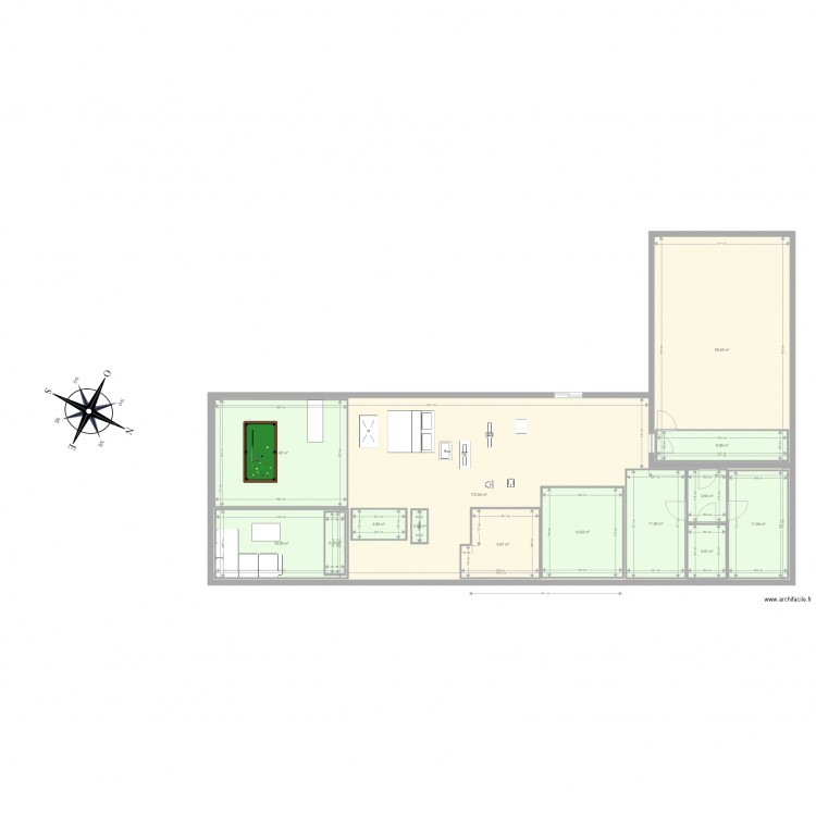 plan maison en L version 2. Plan de 0 pièce et 0 m2