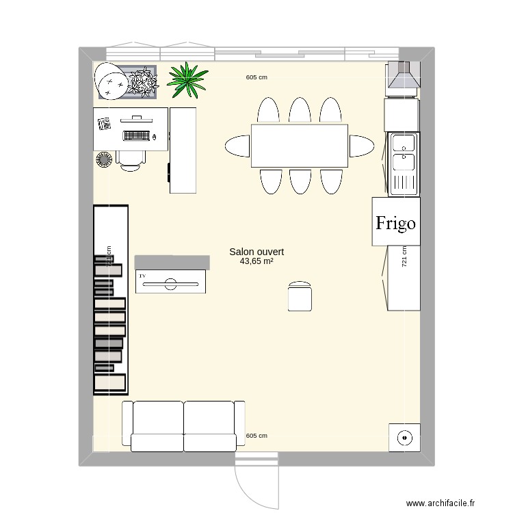 salon cuisine 2. Plan de 0 pièce et 0 m2