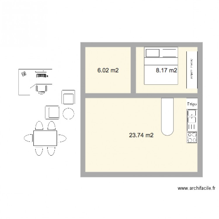 Supérieur 45m2. Plan de 0 pièce et 0 m2