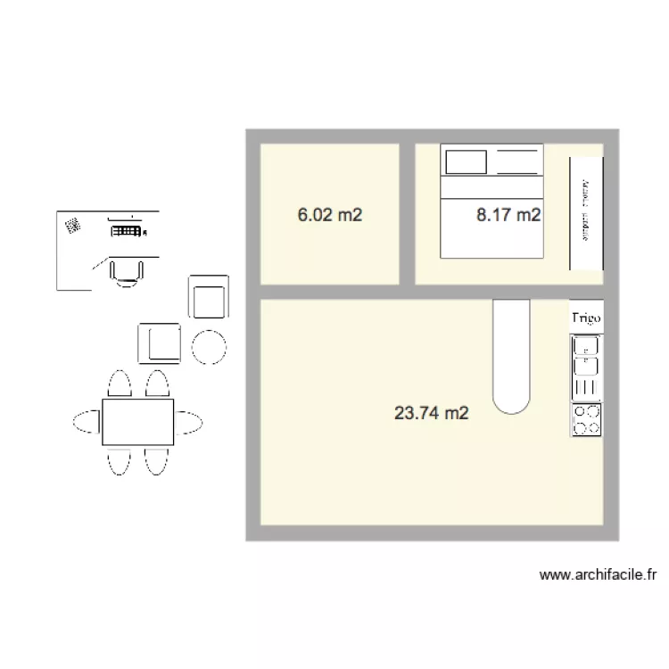 Supérieur 45m2. Plan de Supérieur 45m2. Plan de