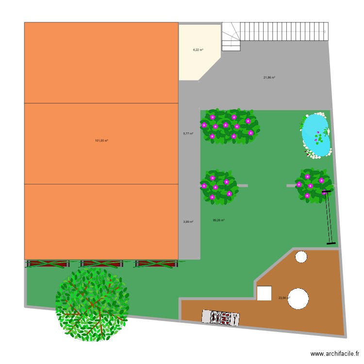 jardin. Plan de 7 pièces et 253 m2