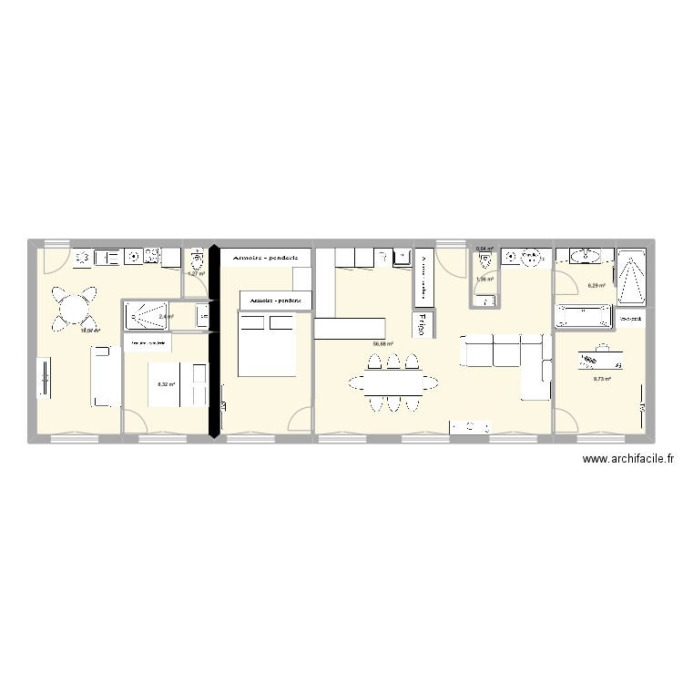 APPARTEMENT LES JACCOBEYS. Plan de 9 pièces et 104 m2