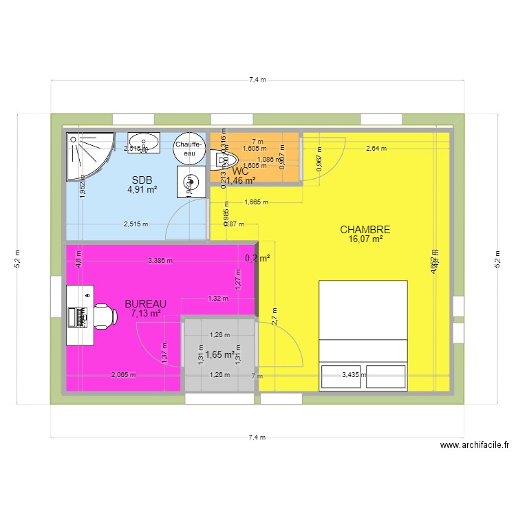 CHALET. Plan de 6 pièces et 65 m2