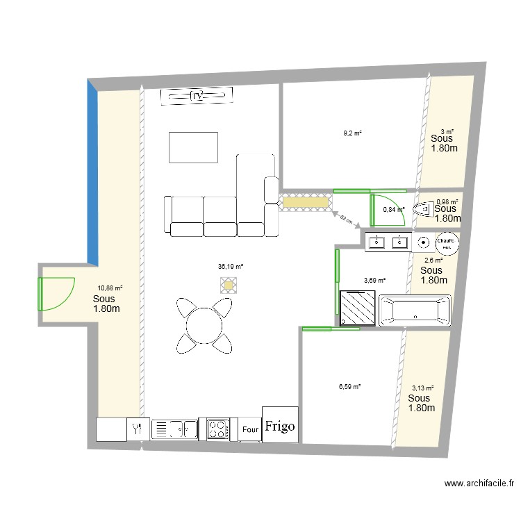 Ebauche 5. Plan de 12 pièces et 78 m2